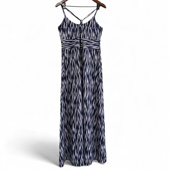 Eddie Bauer Womens Medium Maxi Dress Blue Space Dye Travex Aster Racerback - Picture 2 of 13
